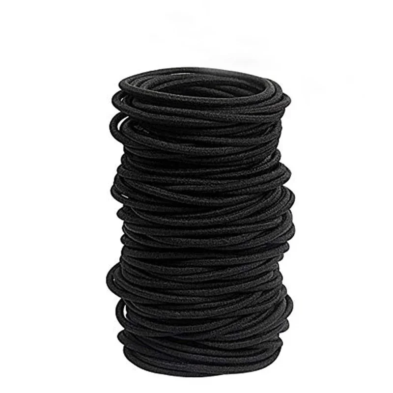 10/30/50/100pcs Women Girls Hair Rubber Bands Hair Tie Ropes Elastic Hairband Ponytail Holders Headbands Scrunchies Black 5mm