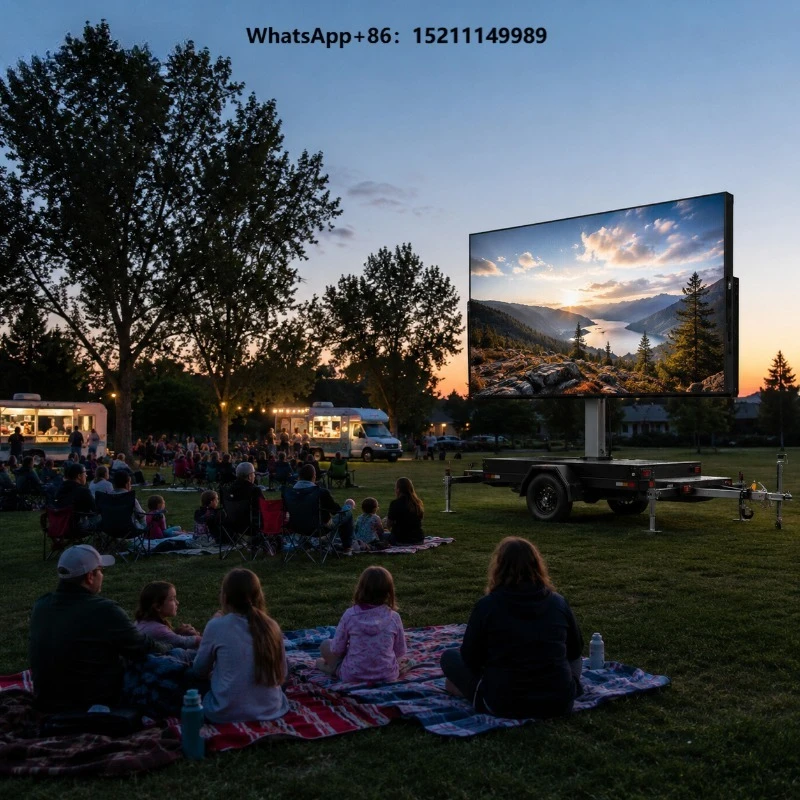 Foldable Mobile LED Screen Trailer Outdoor Digital Billboard with Hydraulic Lift 270 Degree Rotation for Events Advertising