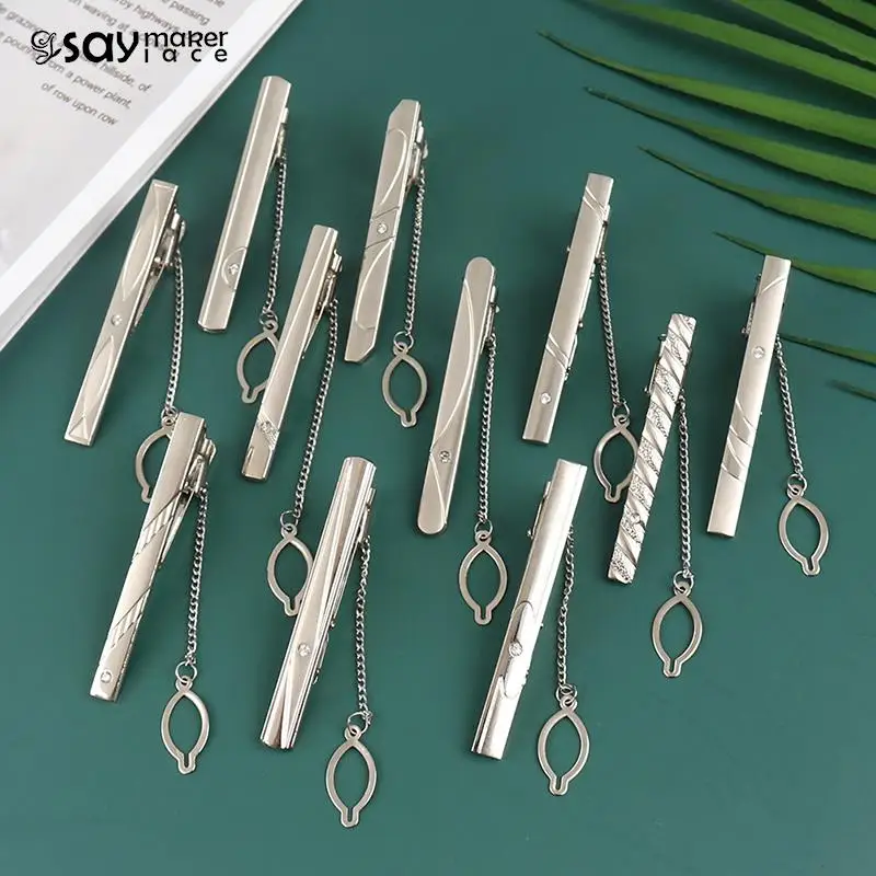 1 Buah Klip Dasi Baru Mode Gaya Dasi Pria Metal Simpel Bar Clasp Praktis Bowtie Clasp Tie Pin untuk Pria Hadiah Aksesori