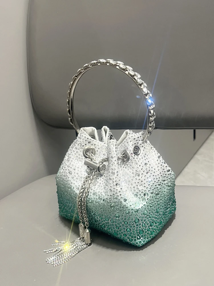 Uchwyt Rhinestones Wieczorowa kopertówka Torebki i torebki luksusowa designerska torba na ramię Błyszcząca kryształowa torebka kopertówka — zdjęcie 2