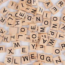 100Pcs Wood Tiles Letter Alphabet Craft Wooden Decoration for Home Wedding Party Christmas DIY Ornaments Digital Puzzle Kids Toy