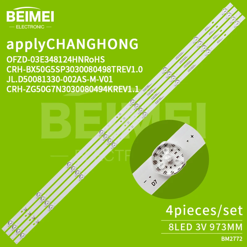 

4PCS LED TV Backlight strip for OFZD-03E348124HNRoHS CRH-BX50G5SP3030080498TREV1.0 JL.D50081330-002AS-M-V01 CRH-ZG50G7N303008049