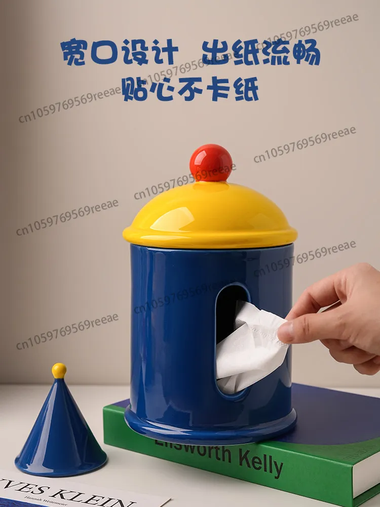 Contrast color cute light luxury pumping carton desktop creative roll paper tube storage