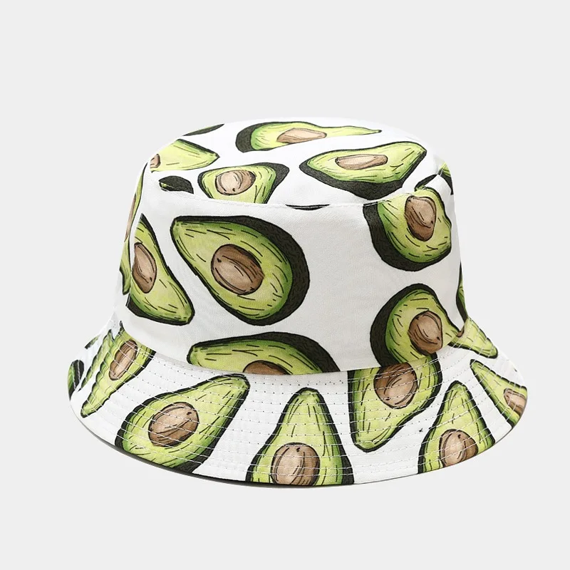 Kreative bedruckte Eimerkappe mit Fruchtmuster, Unisex, Freizeit-Fischerhut für den Außenbereich, Sommer-Strand-UV-Schutz-Sonnenhut, Panama-Bob – Detail 7