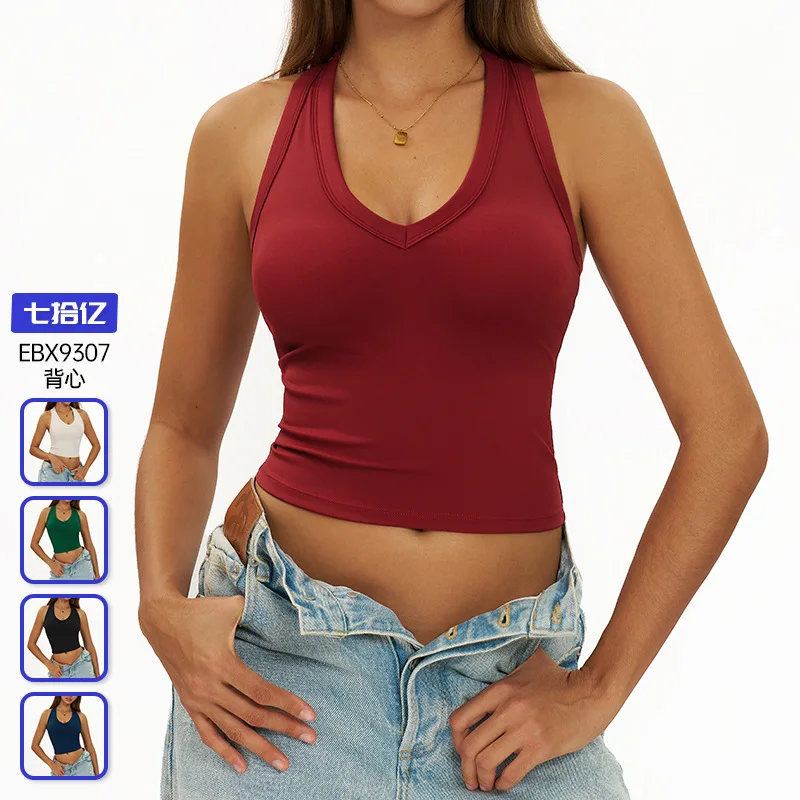 

Tight I-shaped beautiful back yoga vest, women's cloud sensation quick-drying sports top, running and fitness underwear 9307