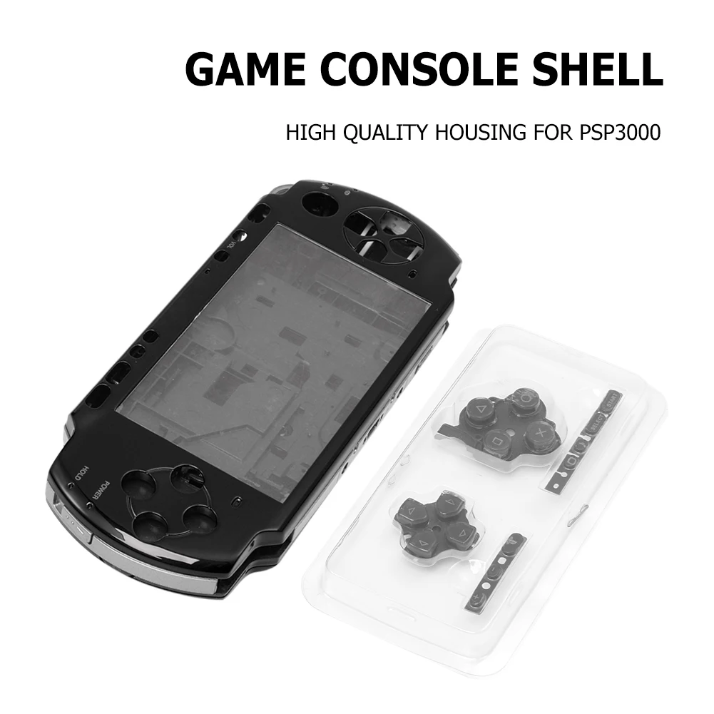 Practical Full Housing Shell Case with Button Kit Front Back Housing Shell Cover Replacement for PSP3000 Game Console