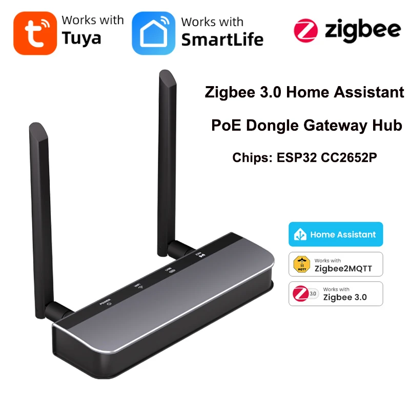 Smart Dongle Zigbee 3.0/Thread POE Gateway High-Performance Chipset Web-Based Management Interface Support Ethernet,Wi-Fi,USB