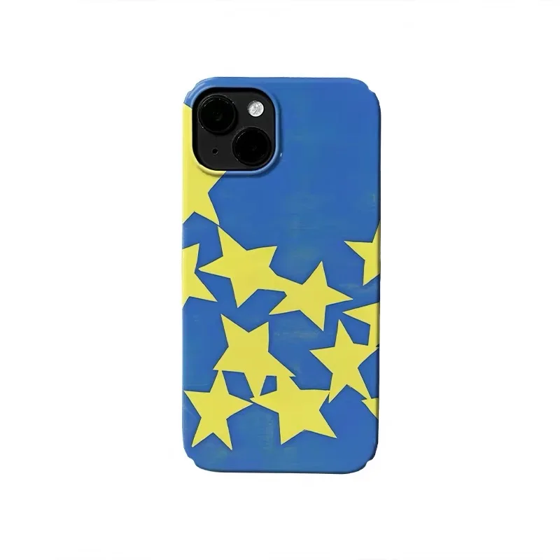 

Yellow Stars with Blue Background Case for IPHONE 17 16 ProMax 15 14 Plus 13 12 MINI 11 PRO 16Plus XR XS MAX Acrylic Phone Cover