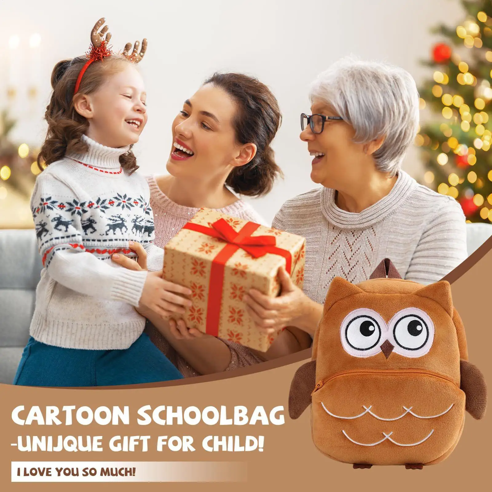 올빼미 배낭 귀여운 만화 부드러운 경량 가방 보육원 유치원 동물원 활동을위한 작은 소년 배낭 간식 장난감 공원 정원