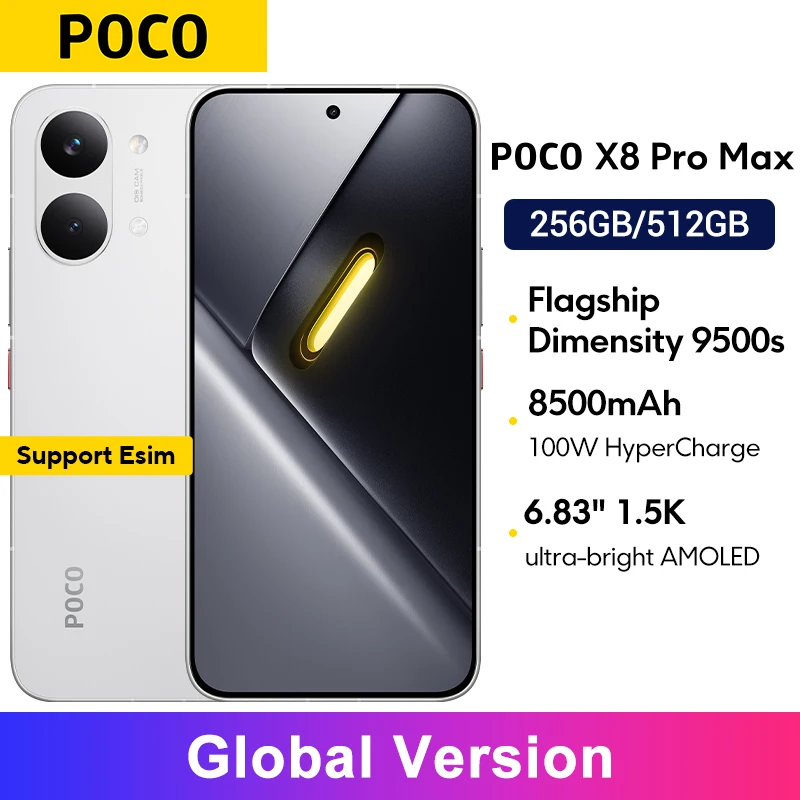 Global Version POCO X8 Pro Max 8500mAh 1.5K 120Hz Ultra-Bright  AMOLED Display 6.83'' Smar