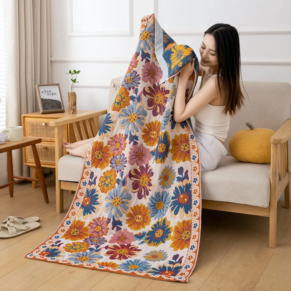 Household Soft Cotton Gauze Bath Towel Absorbent Multi Layer Beach Towel Universal Breathable Baby Blanket Bathroom
