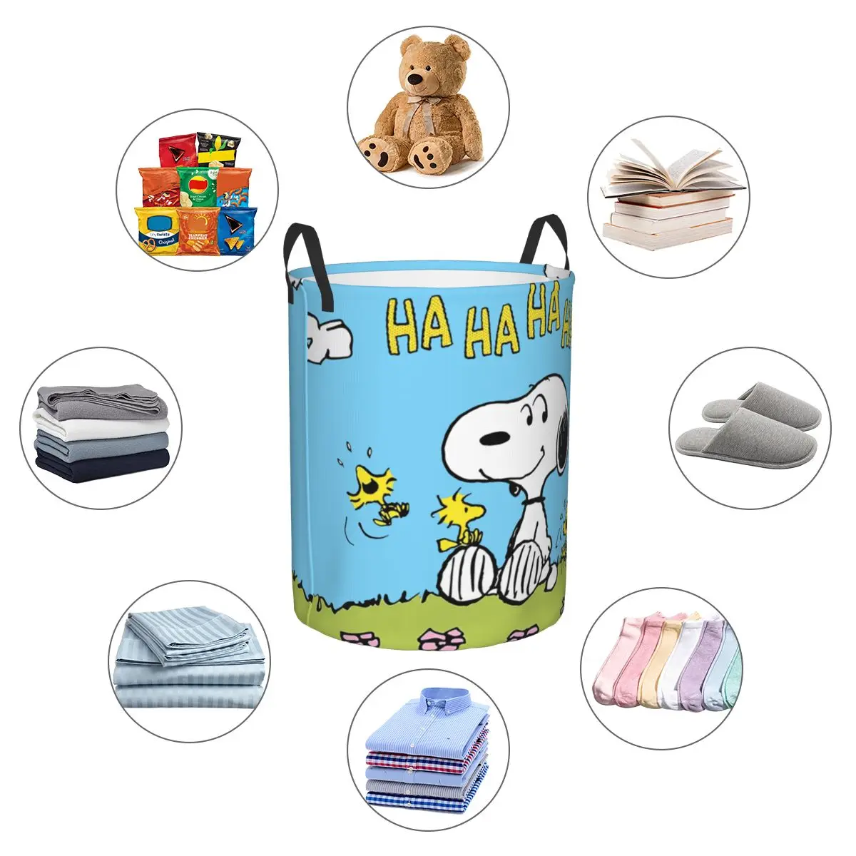 Snoopy Woodstock Kid's Toy Baskets Bins Lovely Peanuts Cartoon Comic Organizer Storage Box For Nursery Room