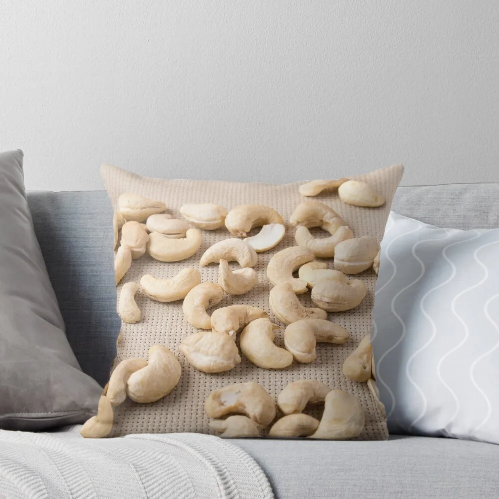 Closeup view on raw cashew nuts Throw Pillow Decorative Cushion Cover Decorative pillow case pillow