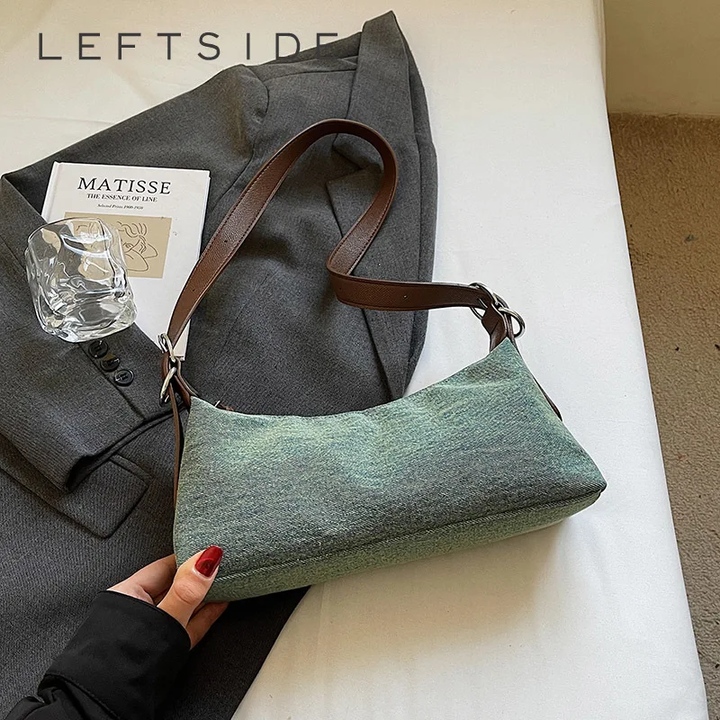 

LEFTSIDE Cute Small PU Leather Crossbody Bag Lady Handbags and Purses Women 2025 Summer New Fashion Underarm Shoulder Bag