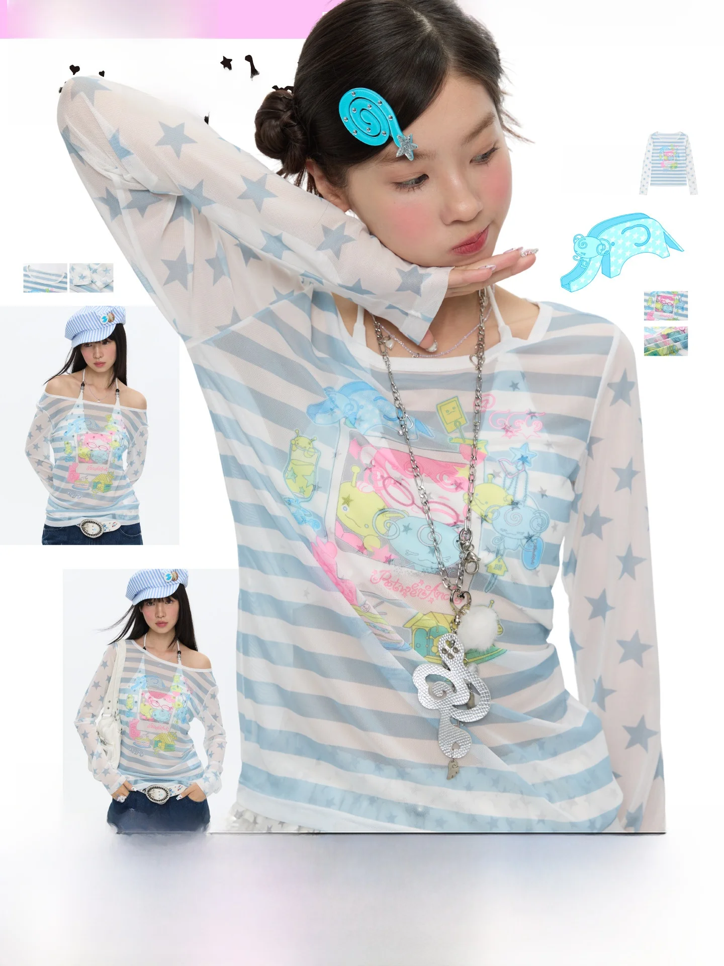 

BENAND Легкая дышащая длинная футболка Sve Me Top со звездами и дизайном на одно плечо, летняя футболка с принтом для поездок на работу