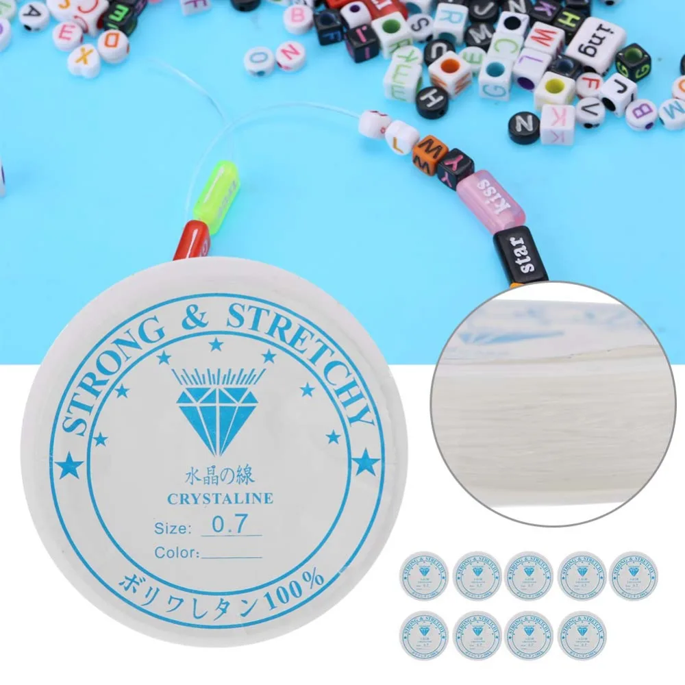 

10 шт. 0,7/0,4/0,5/0,6/1,0 мм эластичная нить с кристаллами, прозрачный цвет, материал ТПУ, прозрачная нить для бисера