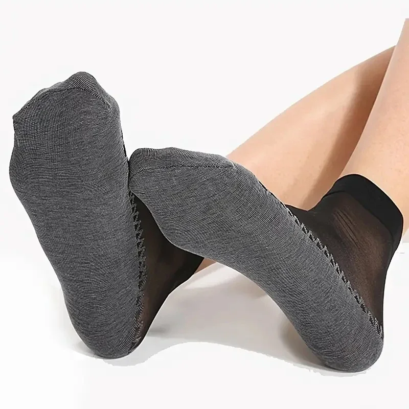 1/10pairs Silk Velvet Ankle Short Sox Elastic Lace Socks Women Transparent Ultrathin Female Mesh Non-Slip Bottom Splice Sock