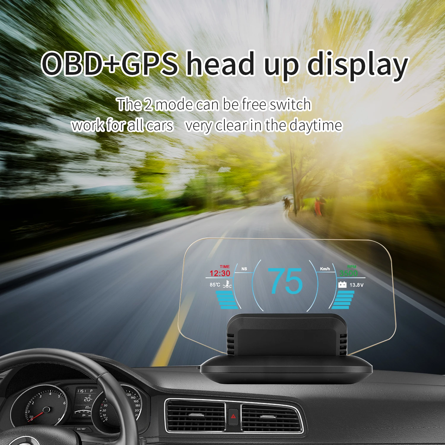 

C1 OBD2+GPS Dual System Head Up Display OBD2 HUD Car C1 Car HUD 5.1 Inch Head Up Display Digital Speedometer Overspeed Warning