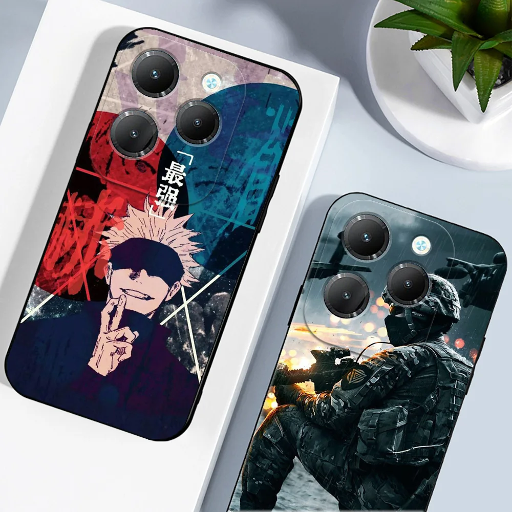 Case For infinix HOT 40 PRO 4G Silicon Phone Cover black tpu case girls anime cute