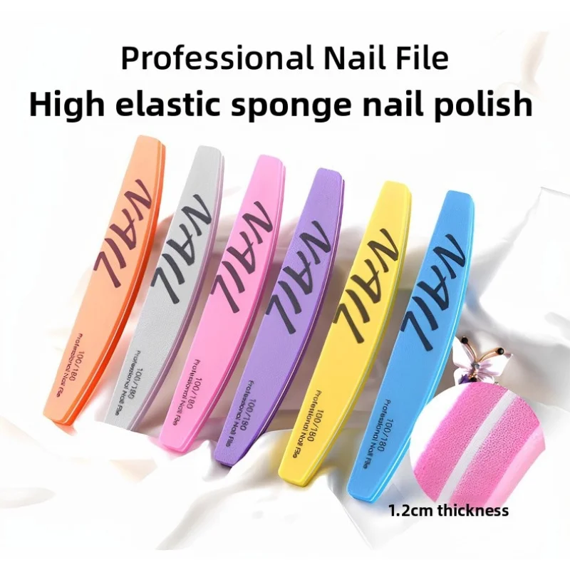 Double-Sided Flexible Sponge Nail Buffer Diamond Shape Washable Reusable for Acrylic Press-On Nails Polishing Shaping