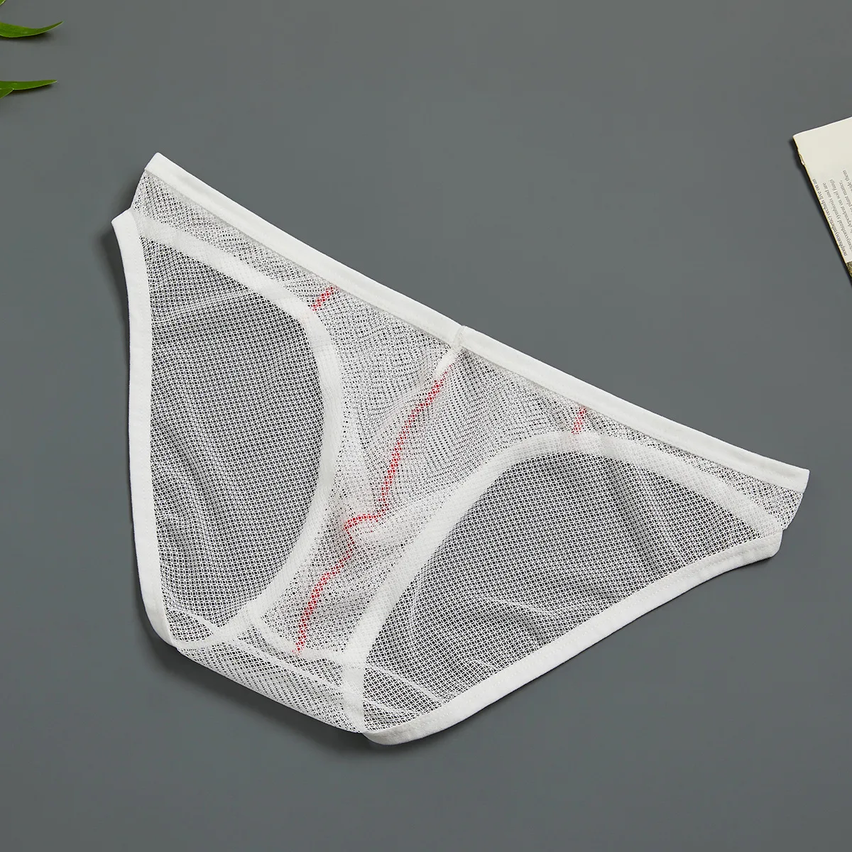 Mens Underwear Ice Silk U Convex Low Waist Briefs Breathable Transparent Full Mesh Sexy Man Panties