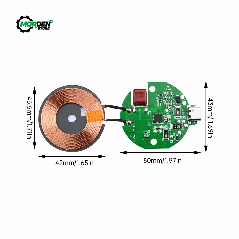 15W/10W/7.5W/5W  Type-c Car Wireless Charging Mobile Phone Wireless Charger Module with Three Coil Transmission