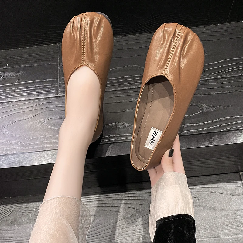 

2024 New Solid Color Versatile Women's Round Toe Autumn Women's Shoes Soft Shallow Mouth Elegant Casual Slip-On Comfortable Ligh