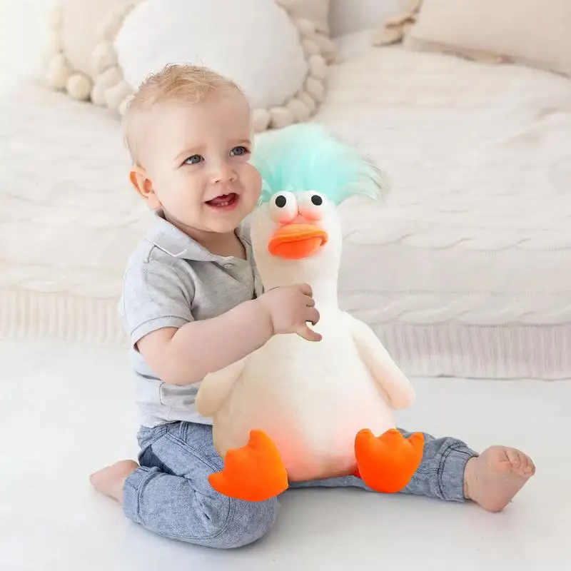 Cute Duck Plush Adorable Stuffed Doll With Furry Hair Huggable Plush Stuffed Toys For Home Decoration Cuddly Plush Dolls For