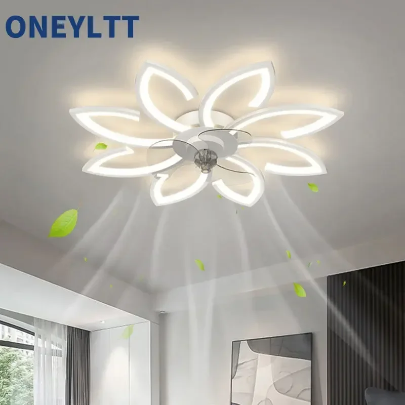 New Flower LED Ceiling Fan Lamp With Remote Control Adjustable Speed Dimmable Shaking Head Ceiling Light For Living Room Bedroom