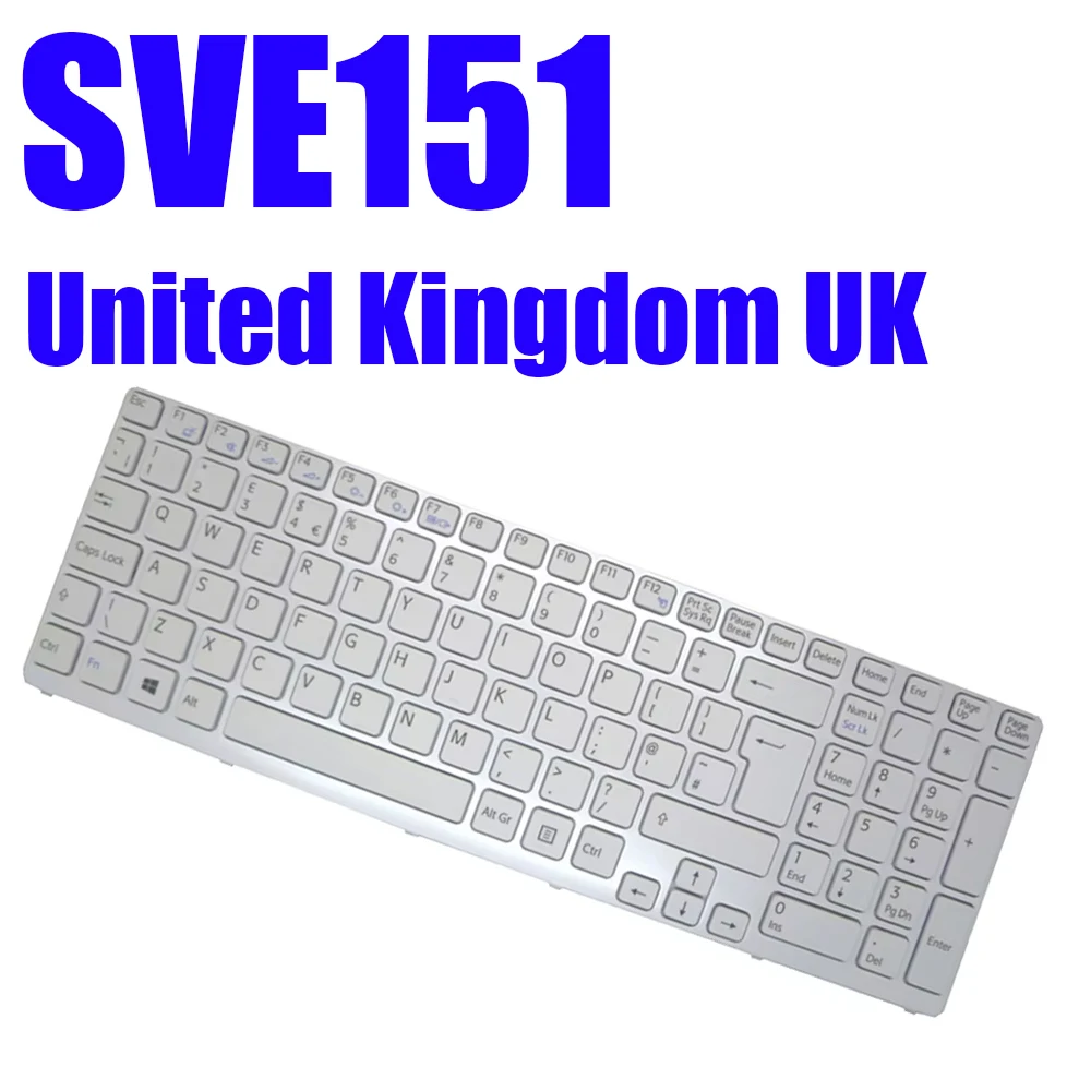 

Laptop Keyboard For SONY SVE151 SVE17 149168711GB 90.4XW07.10U 149162111GB 90.4XW07.C0U 149151711GB United Kingdom UK New