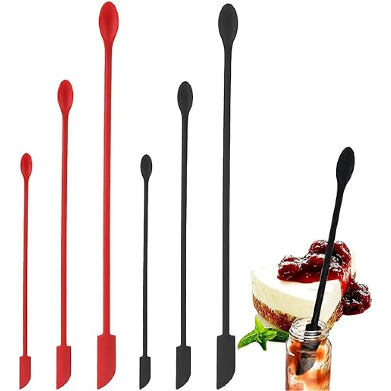 Mini Silicone Spatula, 3 PCS Jar Spatula, Reusable Double-ended Tiny Silicone Spoon for Kitchen and Beauty