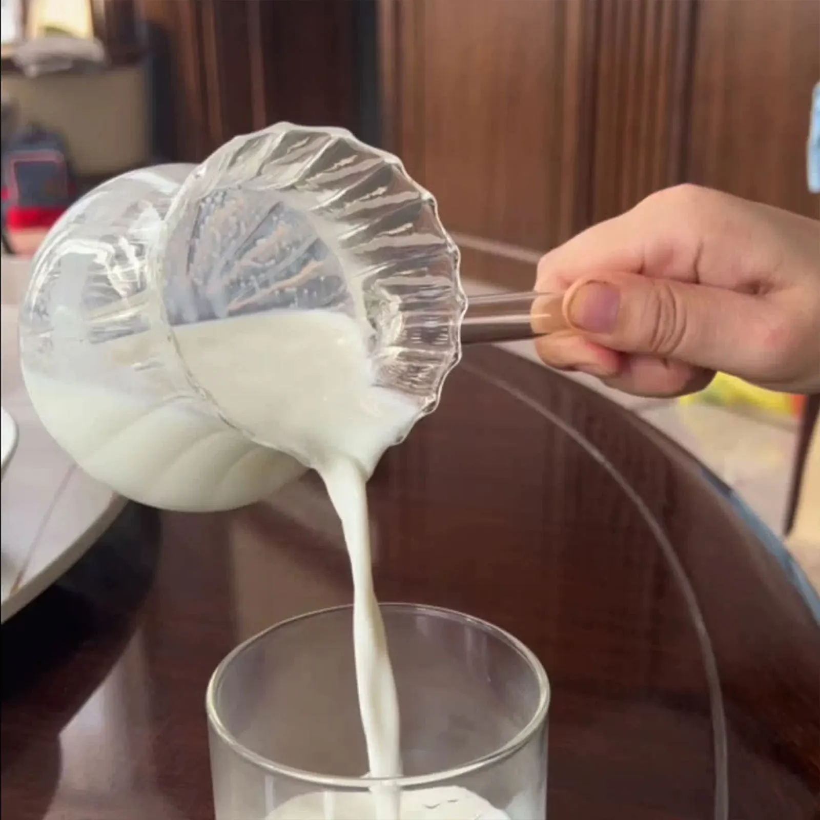 

Glass Striped Milk Jug Safe Convenient Use Unique Style Exquisite Craftsmanship Perfect Size Capacity Everyday Special Occasions