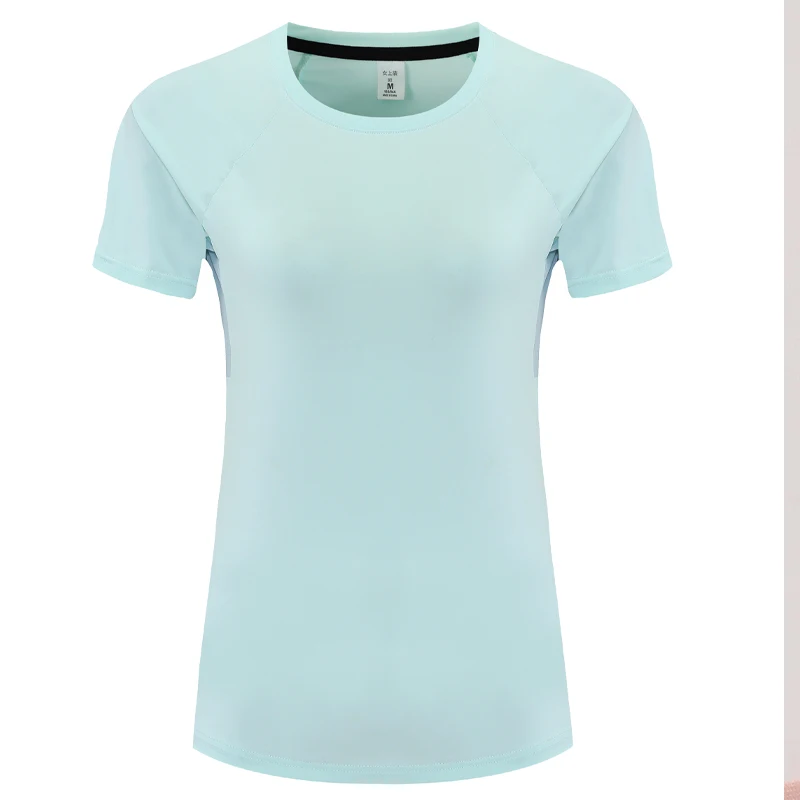 اليوغا قصيرة الأكمام المرقعة تنفس الجري الرياضة تمتد التجفيف السريع اللياقة البدنية المحملة تمارين تجريب التدريب قميص #3