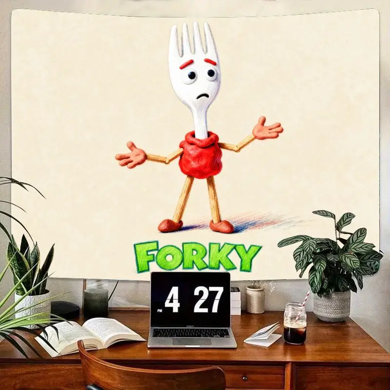 

1 шт. Гобелен с героями мультфильмов «История игрушек 4» Forky, милый и забавный настенный рисунок из полиэстера для декора детской спальни, гостиной, подарок фанатам кино