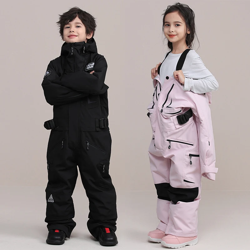 

Children One-Piece Ski Suit Girl Boy Outdoor Snowboarding Suit Thickened Warm Kids Ski Set Winter Clothing Windproof Waterproof