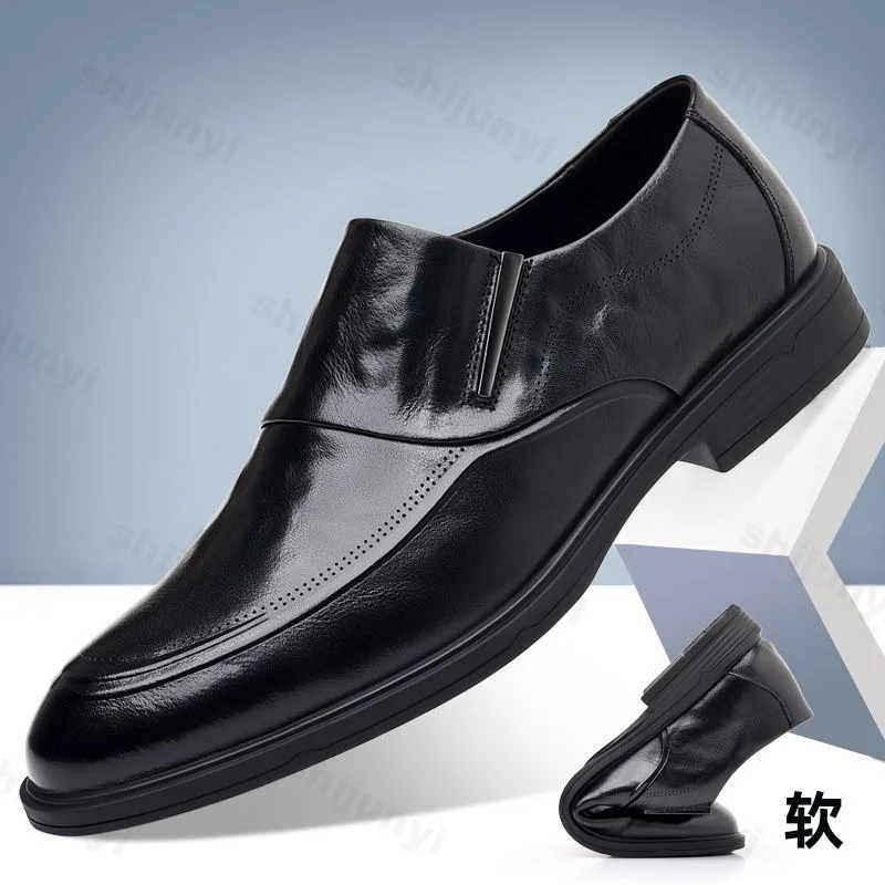 Men's Leather Shoes Business Casual Shoes 2026 New Men Formal Shoes Round Toe Fashion Non-slip Dress Loafers Zapatos Hombres