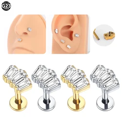 1/5PCS Titanium 16G Crystal Zircon Labret Lip Ring Ear Stud Ear Tragus Cartilage Helix Conch Lobe Piercing Earrings Jewelry Gift