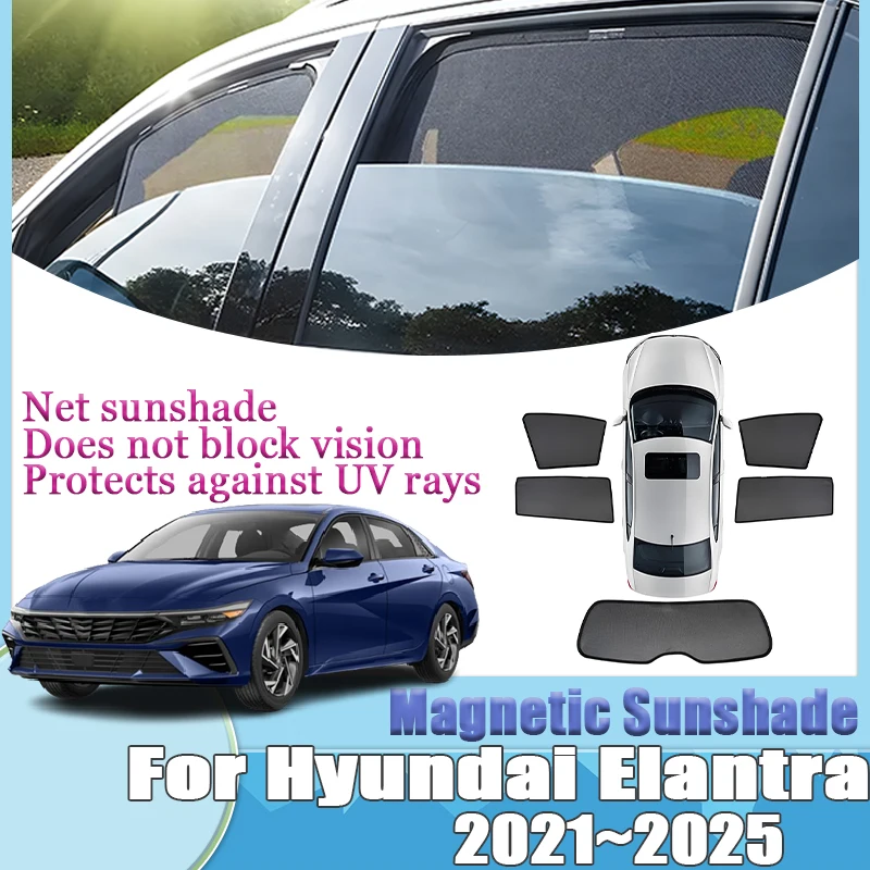 

Сетчатый солнцезащитный козырек для Hyundai Elantra 2024 2025, аксессуары 2021-2025, магнитный козырек для бокового окна, инструменты для лобового стекла, аксессуары для козырьков