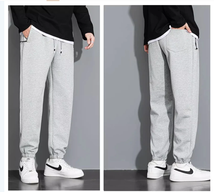 ฤดูใบไม้ผลิและฤดูหนาวกางเกงลําลองผู้ชายกางเกงกีฬาสีทึบหลวมพลัสไขมัน PLUS ขนาดแนวโน้มกางเกงขายาวทุกคู่