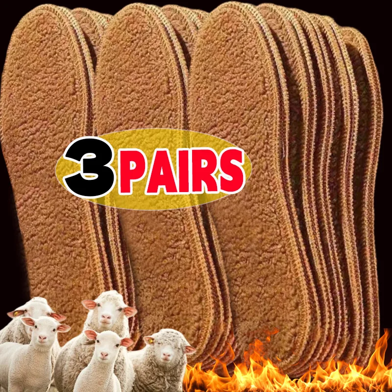 

3 пары зимних шерстяных бархатных стельок с защитой от запаха для женщин и мужчин, самонагревающиеся термомягкие стельки для ухода за ногами, зимние теплые аксессуары