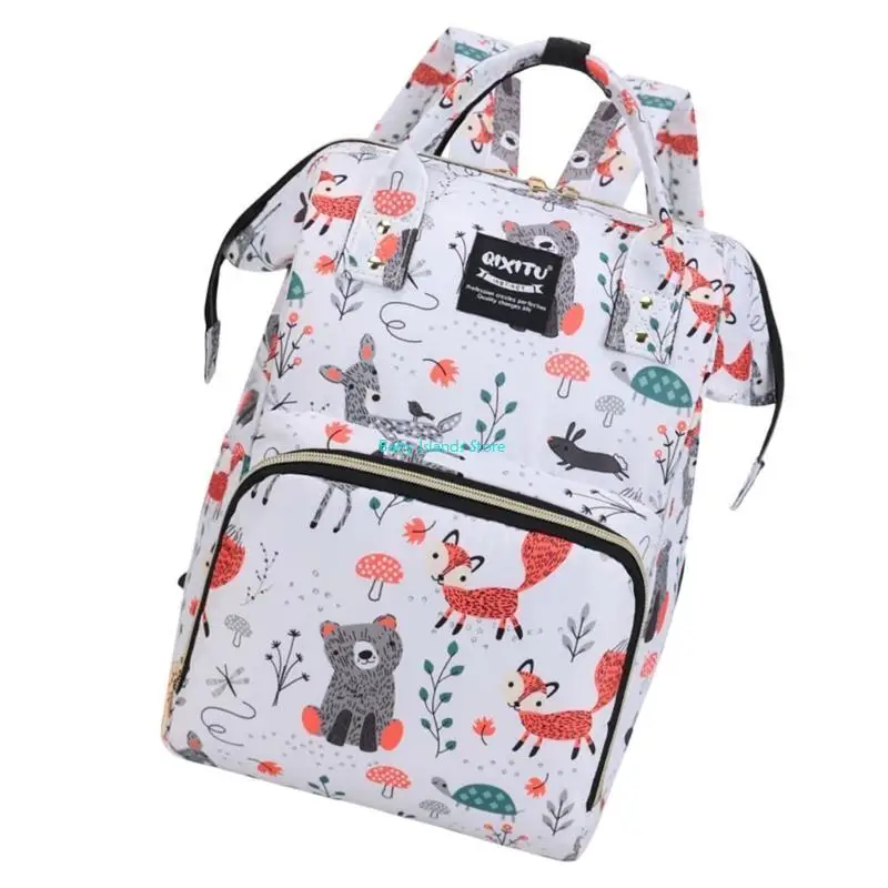 

K92D Spacious Oxford Diaper Bag Case for Active Mom Portable Travel Handbag Backpack with Insulated Bottle Storage Pocket