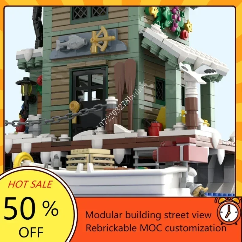 1405PCS Customized MOC Modular Winter Fish & Supply Street View Model Building Blocks Technology Bricks DIY Assembly Toys Gifts