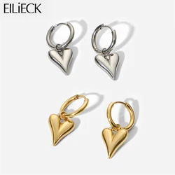 EILIECK 316L Stainless Steel Heart Dangle Earrings For Women Fashion New Holiday Gift Gold Silver Color Ear Drop Jewelry Bijoux