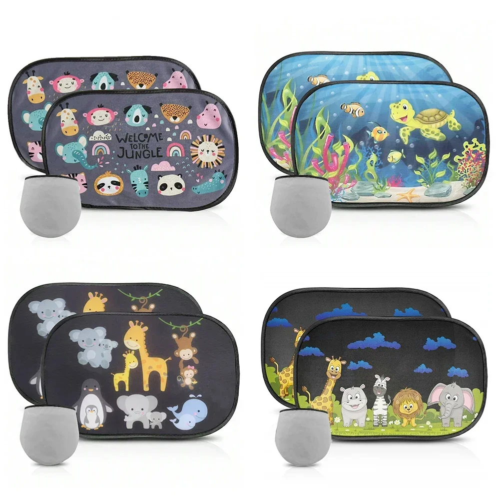 

2Pcs Car SunShade with Storage Bag Children Adults Adsorption SunShade Sunvisor Side Window Windscreen Roof Window Cartoon