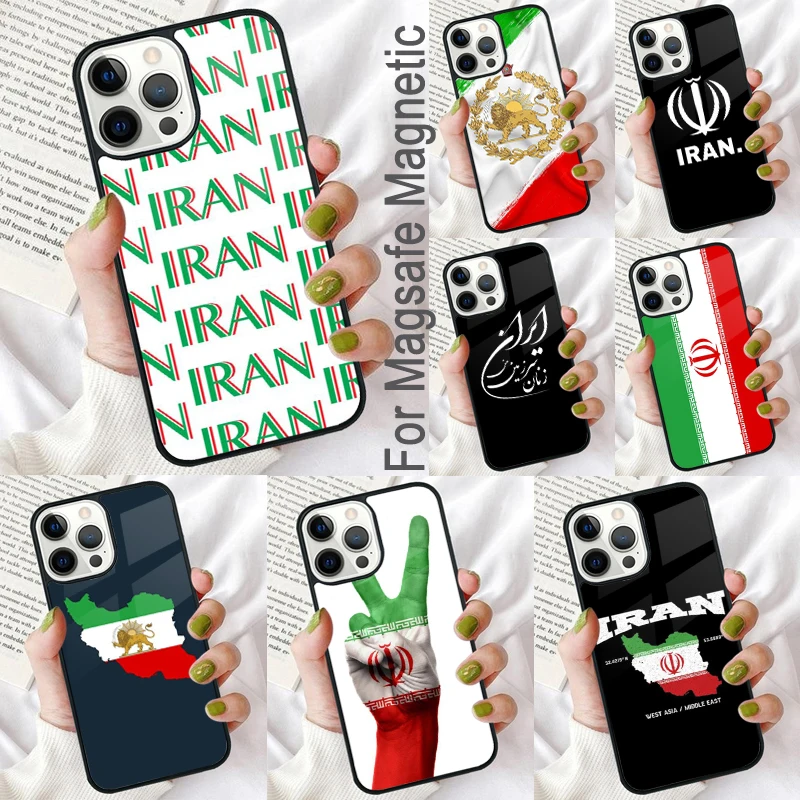 

Iran Flag Magnetic Soft Phone Case for iPhone 16 Promax 15 Pro 13 14 Plus 11 12 Mini MagSafe Coque