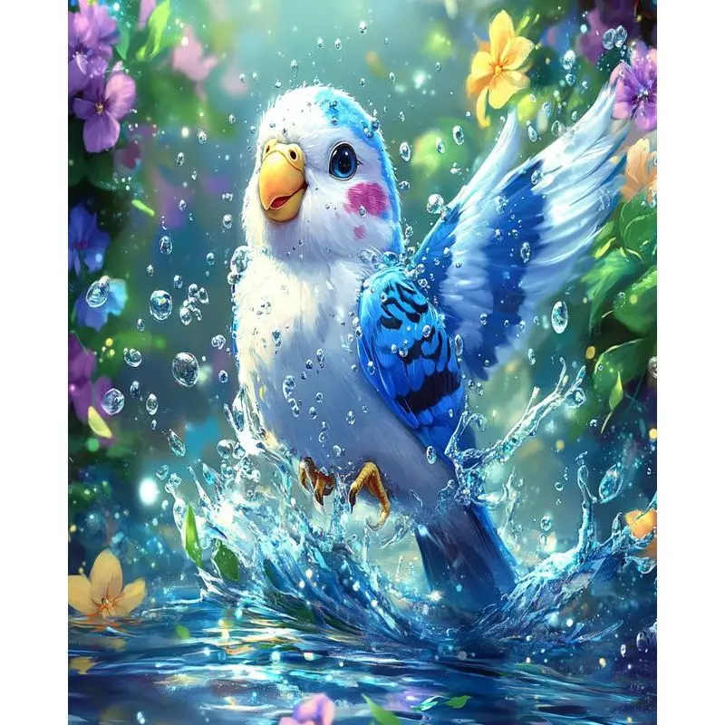 

PhotoCustom Blue Bird Diy Painting By Numbers Animal Modern Wall Art Canvas Handpainted Painting For Home Decor
