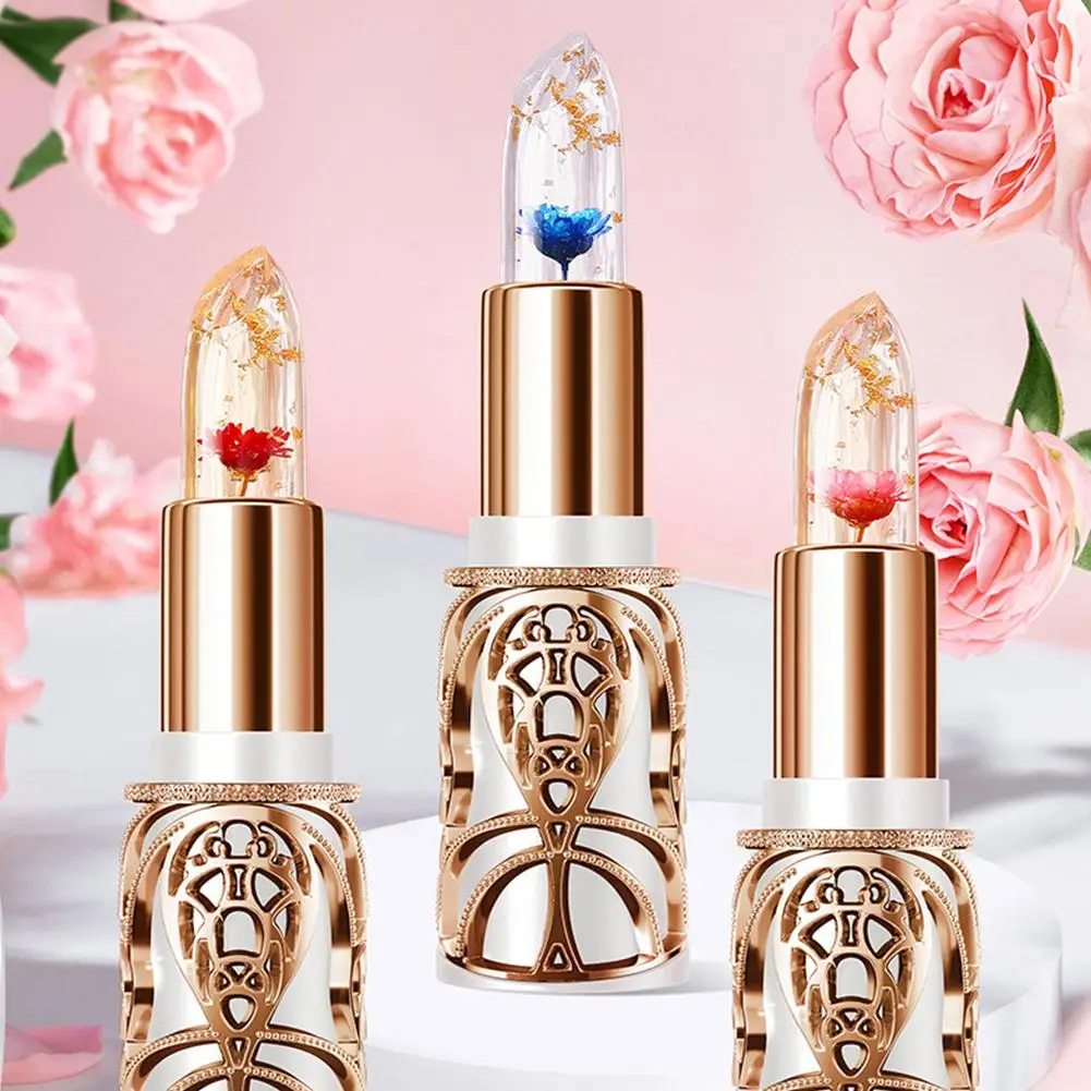 Moisturising Jelly Flower Lipstick Clear Temperature Color Changing Lip Gloss With Flower Inside Waterproof Long Lasting LipBalm