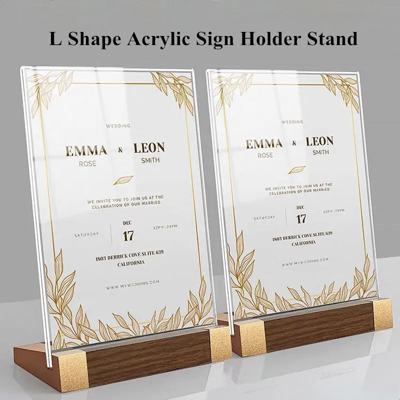 A4 210x297mm L Shape Plastic Acrylic Sign Holder 8.5 x 11 Inch Display Stand Table Menu Paper Holder Photo Picture Poster Frame