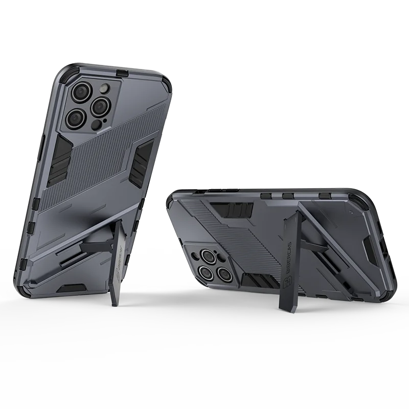 Armor Solid Color Matte Soft TPU+Hard PC Holder Shockproof Phone Case For IPhone 15 Pro Max 13 12 Mini 11 14 Pro Max Plus Cover image 5