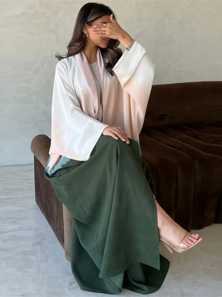 Ramadan Eid Summer Tie Dyeing Color Open Batwing Kimono Abaya Dubai Muslim Modest Dress Islam Clothing Abayas For Women Kaftan